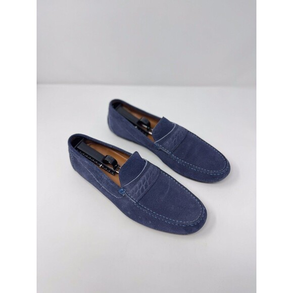 Aquatalia Men Shoes Blue Leather Penny Loafer Slip On Italian Suede Driving US 9 main image 10